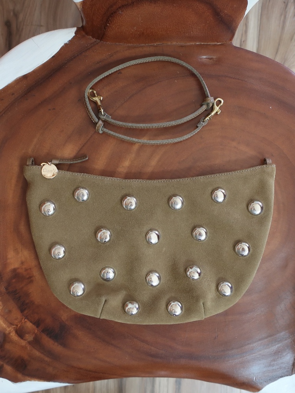 Clare V. Lune in Oat Suede w/Studs